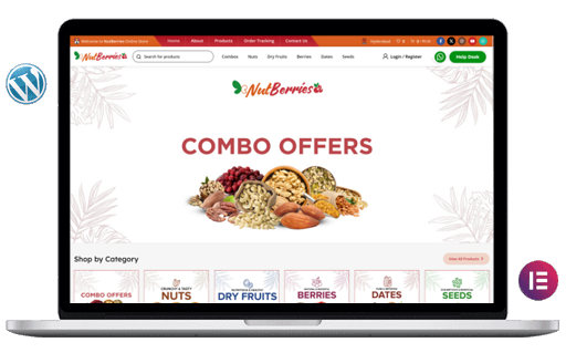 readymade wordpress nuts and dry fruits selling website